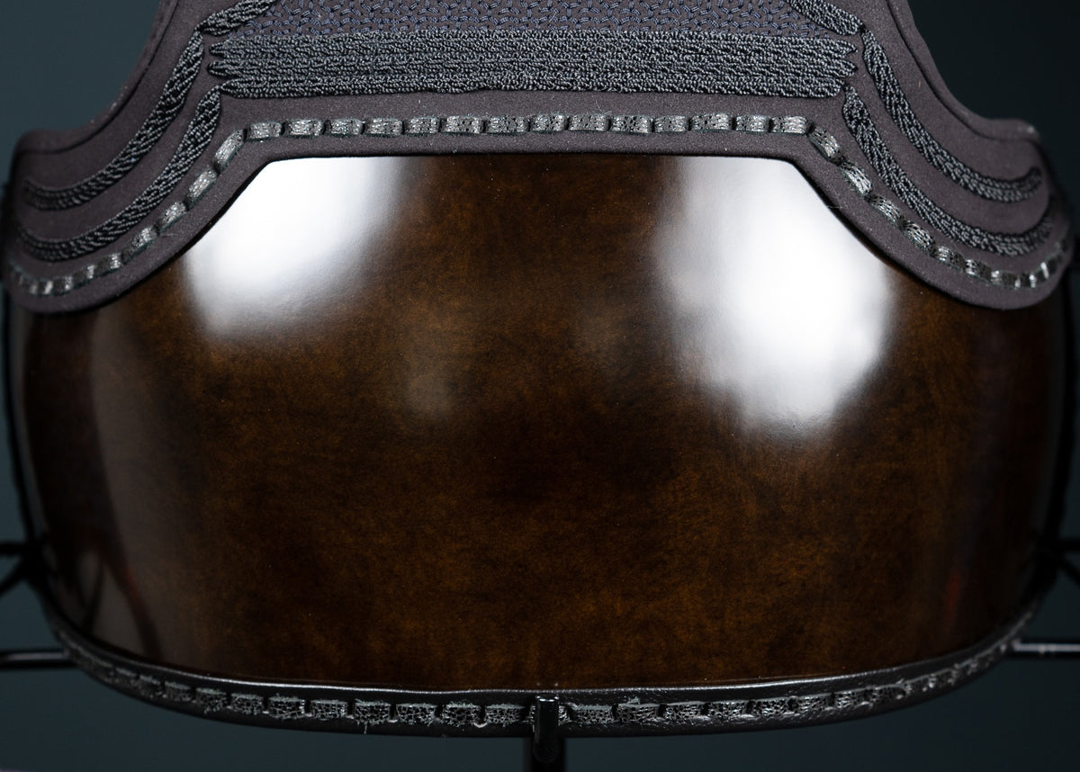 Premium Kuro Fuki Urushi Fiber Do with Synthetic Deerskin Anniversary Sangai-matsu Kazari Mune, detail