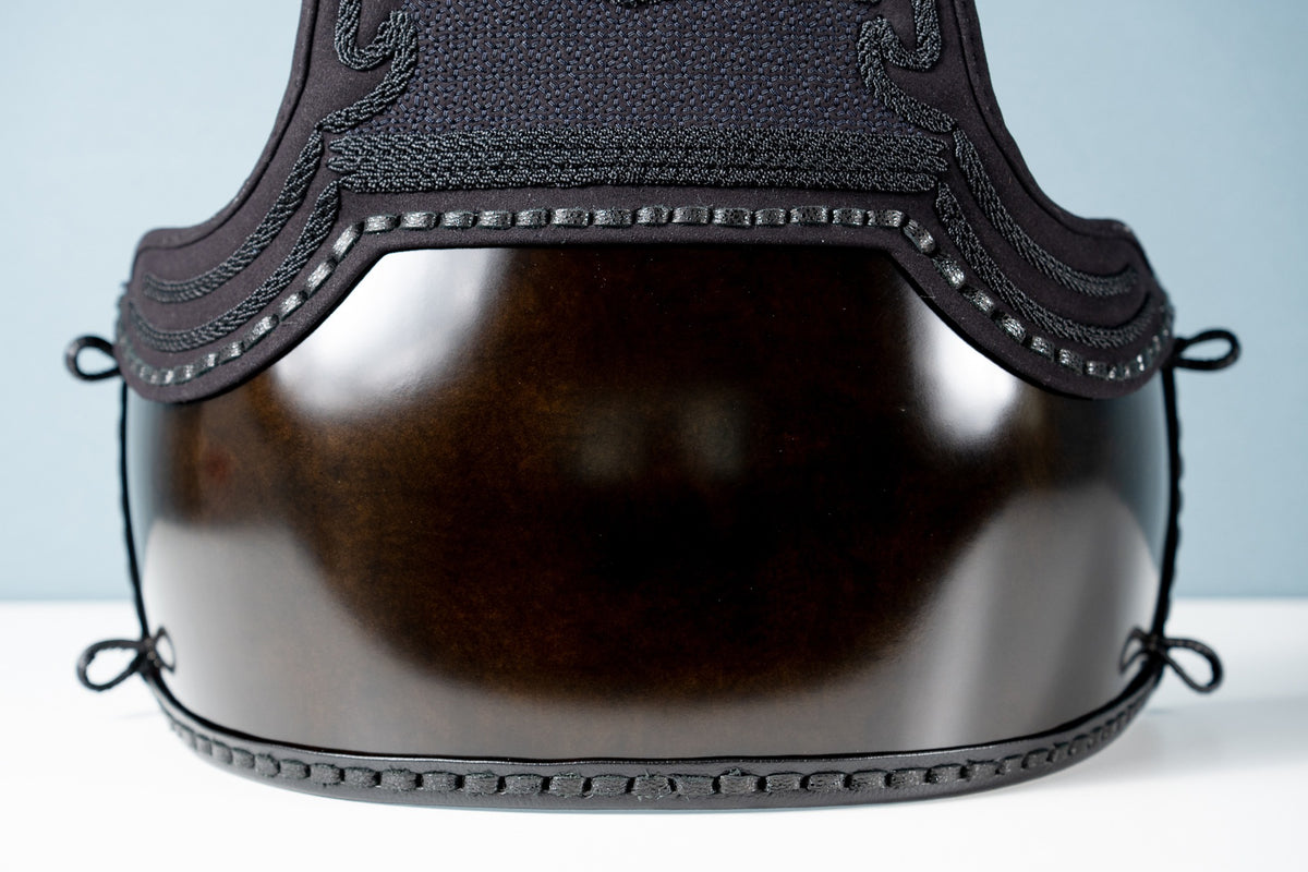Close-up of Kuro Fuki Urushi Do-Dai and Synthetic Deerskin Mune
