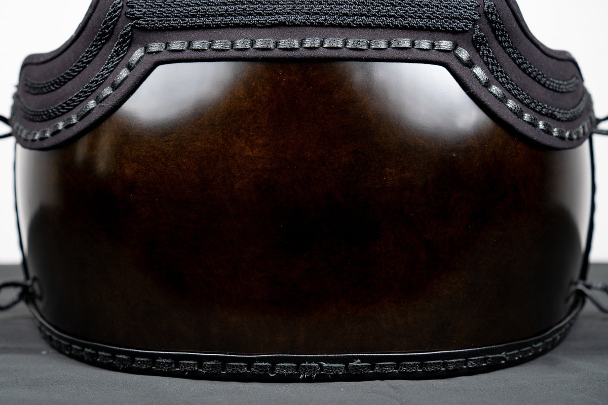 Close-up front view of hand-painted Kuro Fuki Urushi Fiber Do-Dai