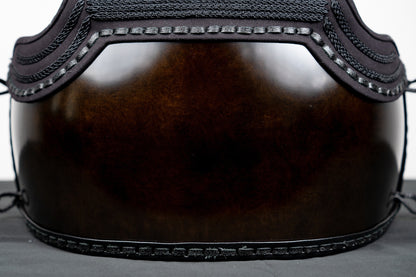Close-up front view of hand-painted Kuro Fuki Urushi Fiber Do-Dai