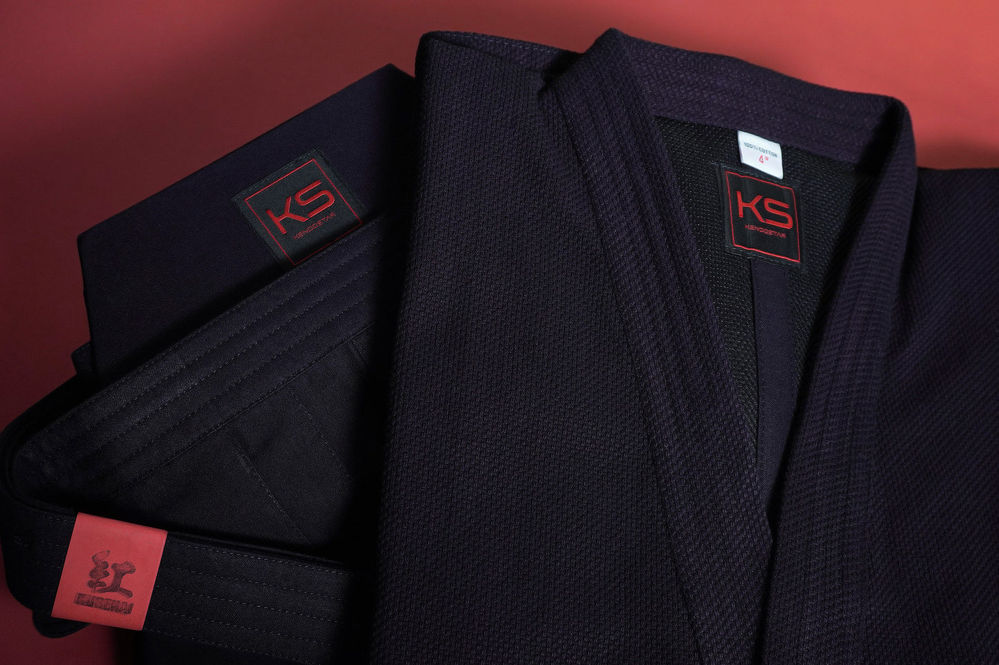 ‘KURENAI' - Seiaizome Lightweight Kendogi & Cotton Pleat-Lock Kendo Hakama Uniform Set